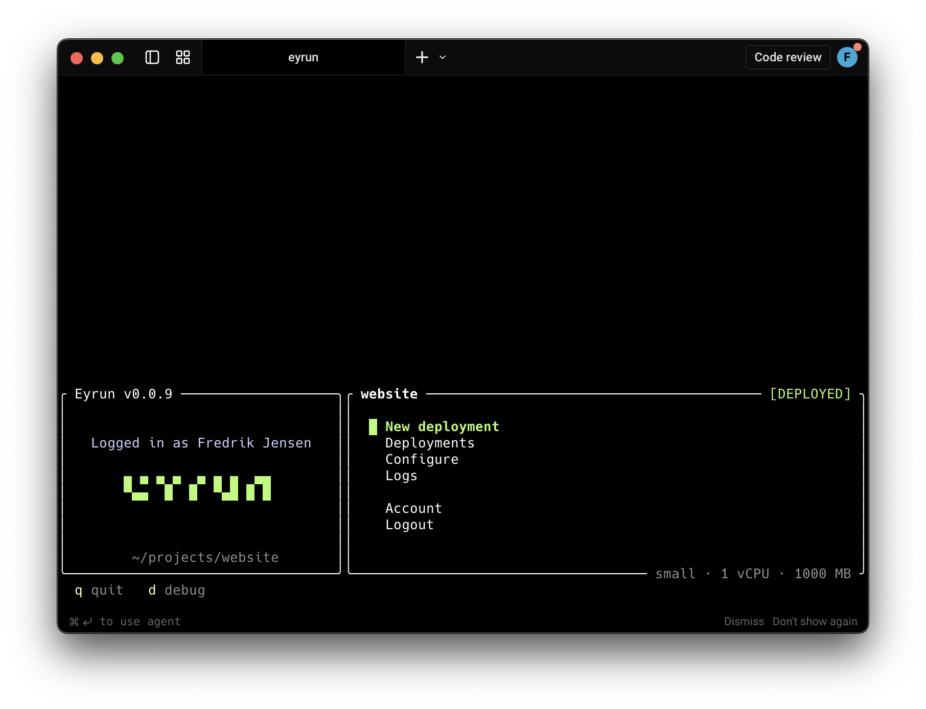 Eyrun project dashboard