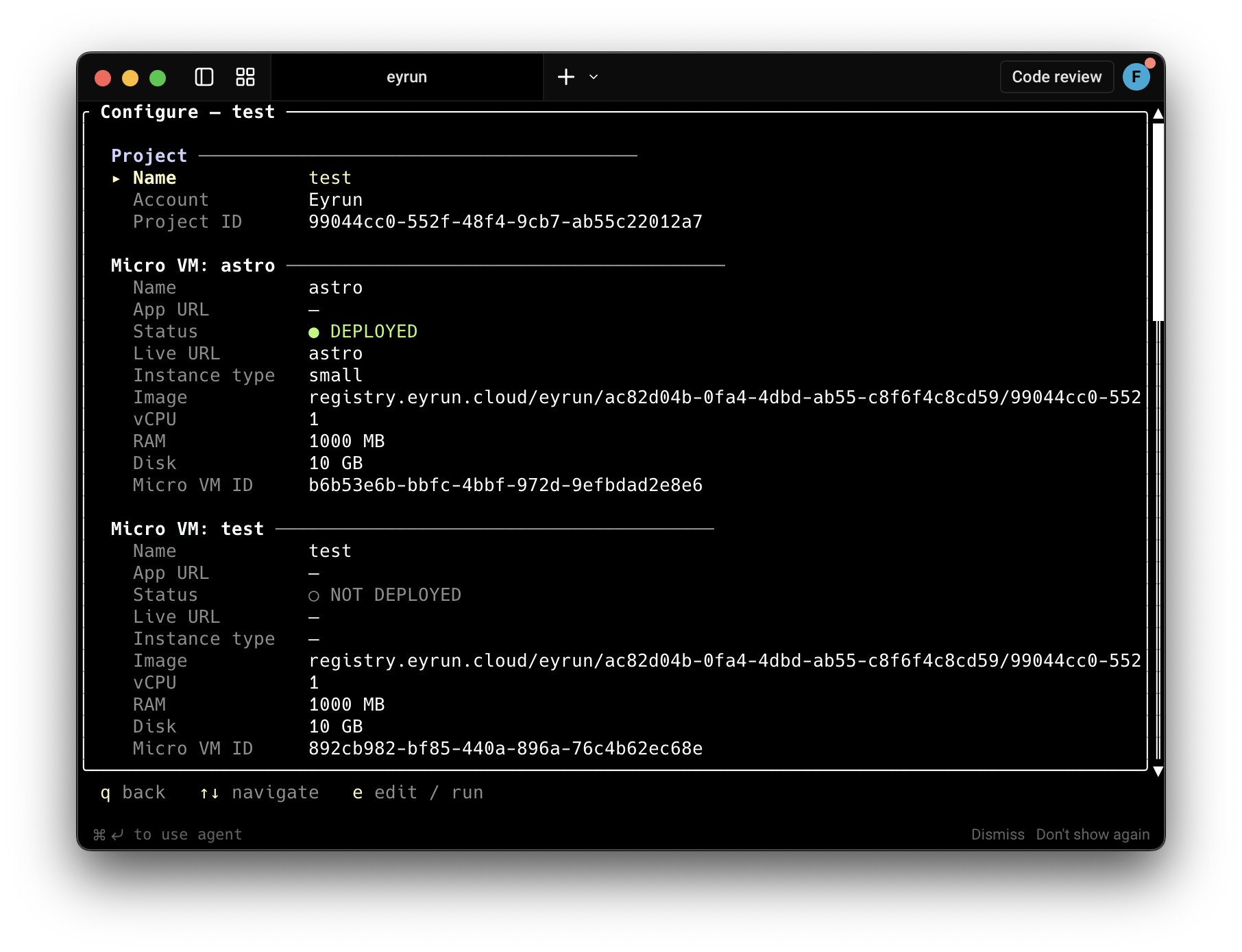 Eyrun — VM configuration